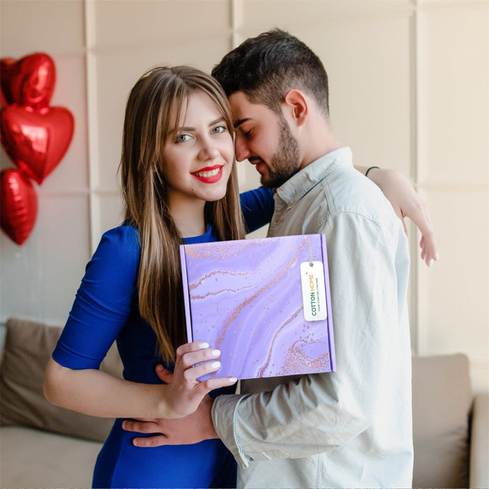 Bath Gift Box Set – Luxe Violet Spa Care Package with 9 Relaxing Self-Care Items for Women, Mom, Wife, Sister, Friends