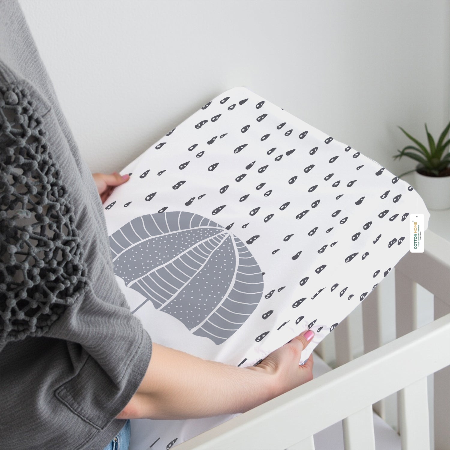 Premium Cotton 3-Piece Baby Crib Bedding Set (120x60 cm) Fitted Baby Mattress Sheets and Protector Shelly Rains