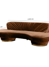 Northpol 3 Seater Sofa Velvet Fabric - Golden - L242cm x W100cm X H78cm - Cotton Home