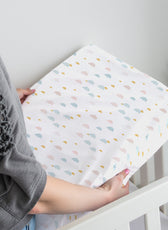 Premium Cotton 2PC Crib Sheets (120x60 cm) Soft, Breathable, Fitted Baby Mattress Sheets Pastel Clouds
