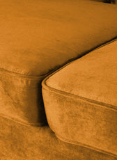 Nova 3-Seater Velvet Sofa with Square Arms – L220cm x W60cm x H85cm, Gold Comfortable & Stylish Sofa for Living Room - Cotton Home