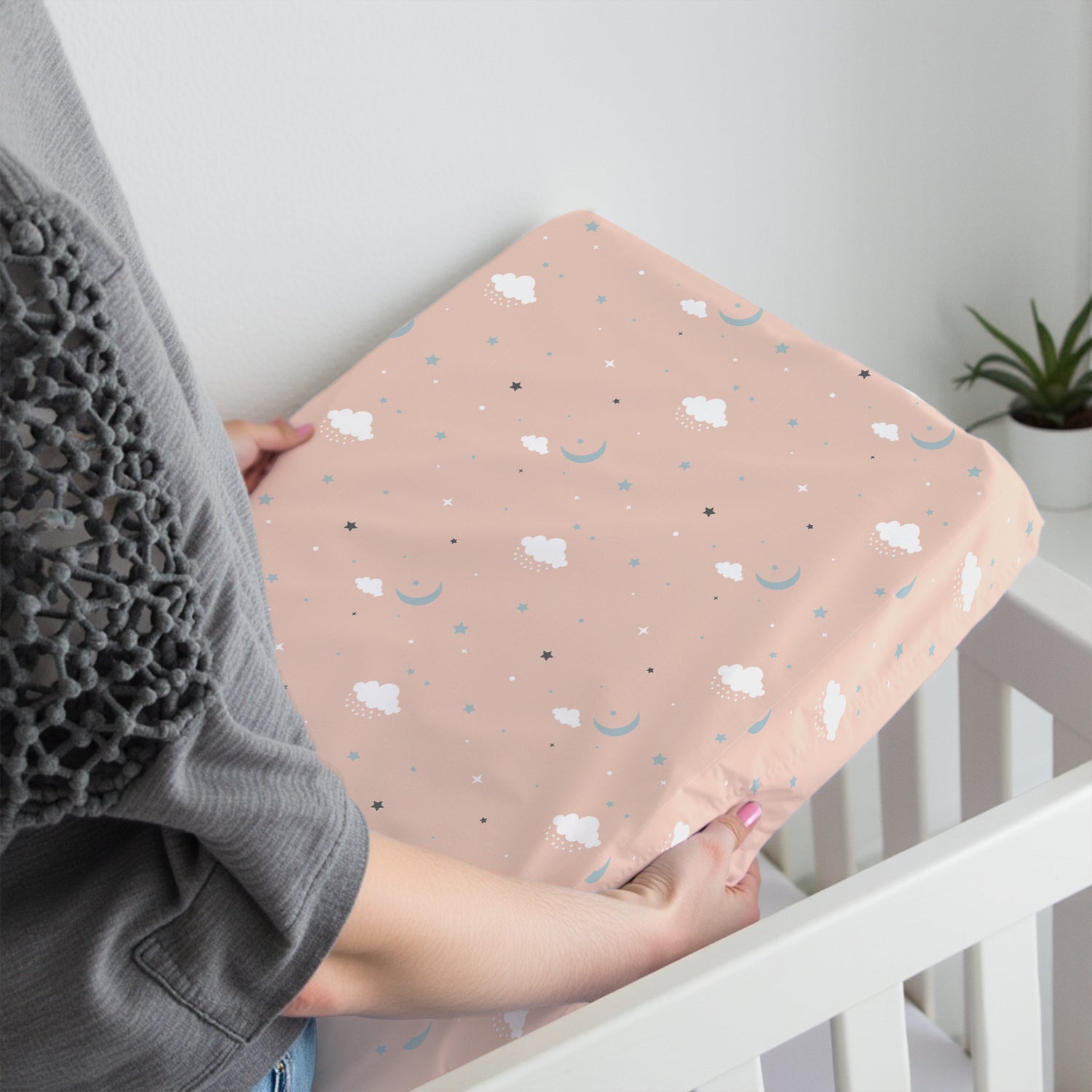 Premium Cotton 2PC Crib Sheets (120x60 cm) Soft, Breathable, Fitted Baby Mattress Sheets Dream Night
