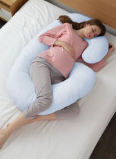 Four Seasons Pregnancy Pillow J Shaped Full Body Maternity Pillow 80x130cm Blue - Cotton Home