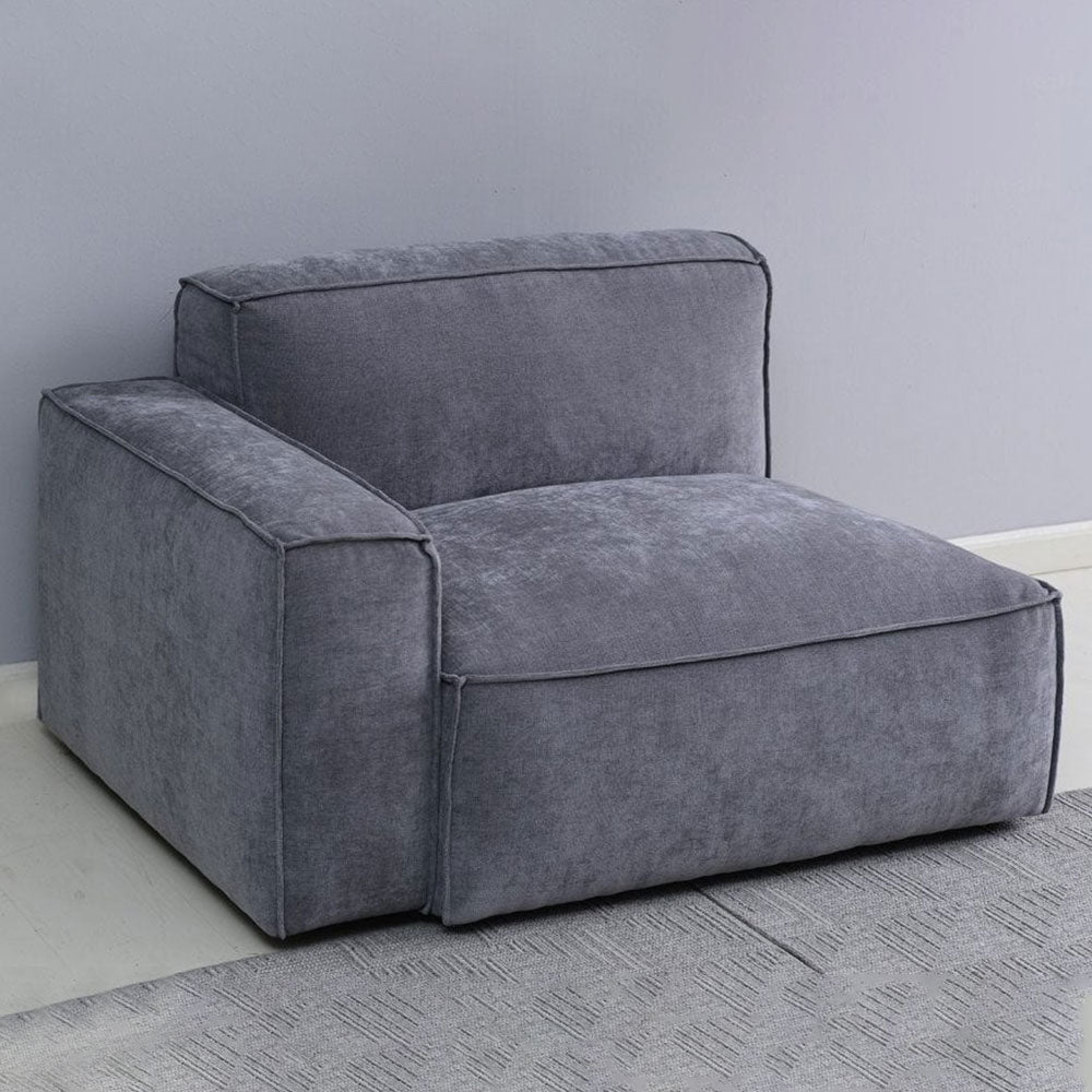 Plufflair L-shape Velvet Grey Sofa - Cotton Home