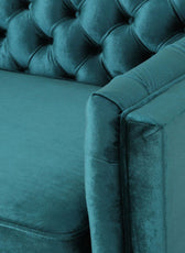 Nova 3-Seater Velvet Sofa with Square Arms – L220cm x W60cm x H85cm, Comfortable & Stylish Sofa for Living Room - Cotton Home