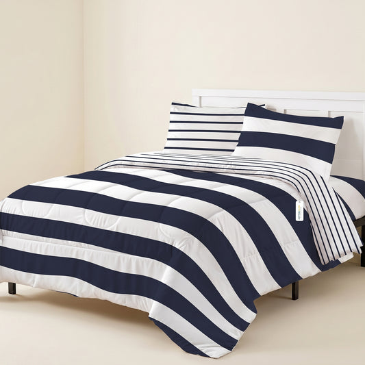 Premium Cotton 4PC Bedding Set Kids Comforter Set 160x220cm Sailor Stripes