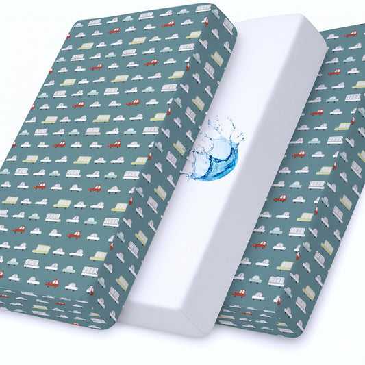 Premium Cotton 3-Piece Baby Crib Bedding Set (120x60 cm) Fitted Baby Mattress Sheets and Protector Dream Home