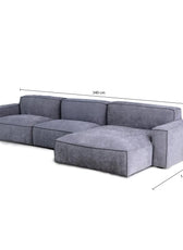 Plufflair L-shape Velvet Grey Sofa - Cotton Home