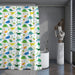 Shower Curtain Printed Fabric with Hooks 180x180 Cm - Dino - Cotton Home