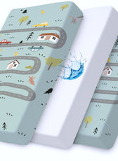 Premium Cotton 3-Piece Baby Crib Bedding Set (120x60 cm) Fitted Baby Mattress Sheets and Protector Dream Home