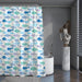 Shower Curtain Printed Fabric with Hooks 180x180 Cm - Aqua - Cotton Home