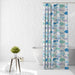 Shower Curtain Printed Fabric with Hooks 180x180 Cm - Aqua - Cotton Home