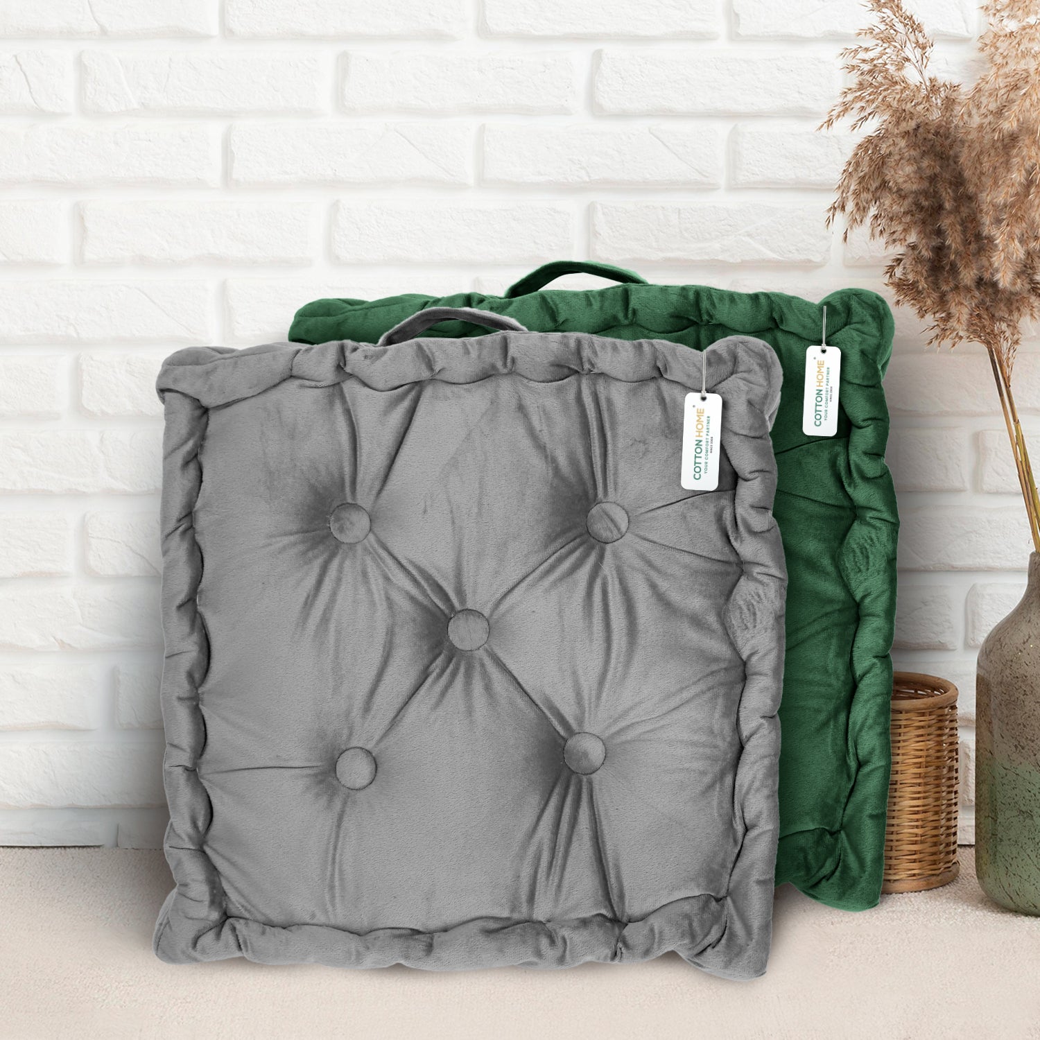 Serenity Velvet Multipurpose Seat Cushion 40x40cm  Pack of 2  Square Shape Seating - Cotton Home