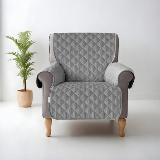 Ultimate Sofa Protector 1 Seater: Water Resistant Sofa Couch Cover for Ultimate Comfort |  Furniture Protector for Pets Kids - Silver - Cotton Home