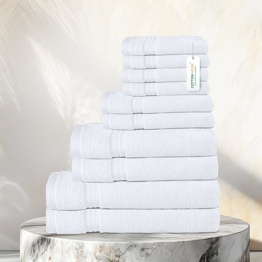 Cotton Towels 10 Piece Set-Soft Feel, Quick Dry, Highly Absorbent Durable Towels