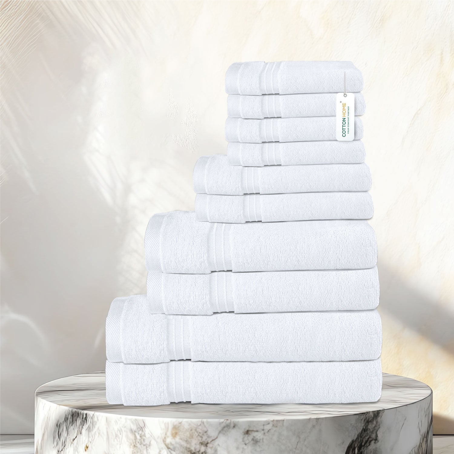 Cotton Towels 10 Piece Set-Soft Feel, Quick Dry, Highly Absorbent Durable Towels - Cotton Home