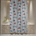 Shower Curtain Printed Fabric with Hooks 180x180 Cm - Transport - Cotton Home