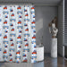 Shower Curtain Printed Fabric with Hooks 180x180 Cm - Transport - Cotton Home