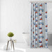 Shower Curtain Printed Fabric with Hooks 180x180 Cm - Transport - Cotton Home