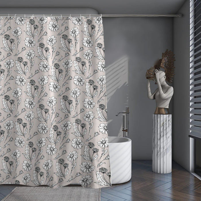 Shower Curtain Printed Fabric with Hooks 180x180 Cm - Flora - Cotton Home