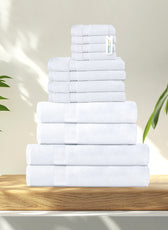 Cotton Towels 12 Piece Set-Soft Feel, Quick Dry, Highly Absorbent Durable Towels
