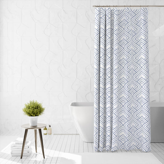 Shower Curtain Printed Fabric with Hooks 180x180 Cm - Rinse 211A - Cotton Home