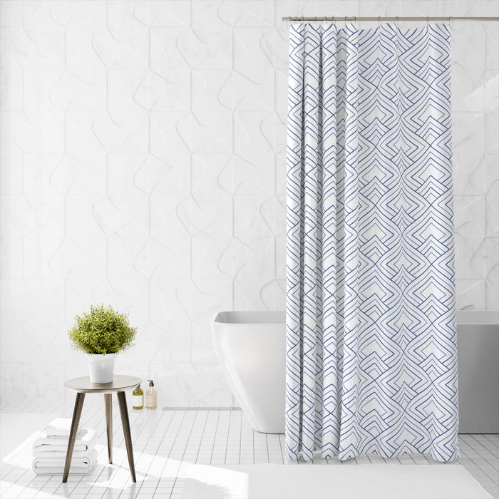 Shower Curtain Printed Fabric with Hooks 180x180 Cm - Rinse 211A - Cotton Home