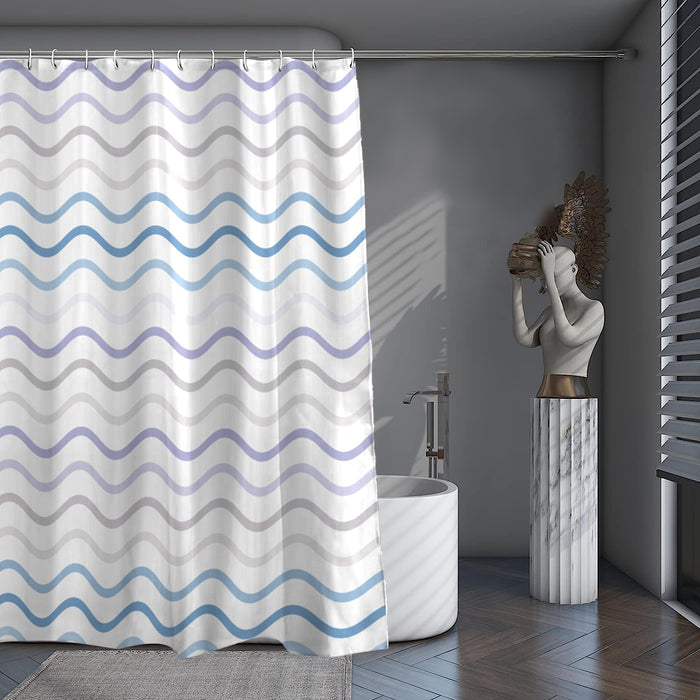 Shower Curtain Printed Fabric with Hooks 180x180 Cm - Chevton 208A - Cotton Home