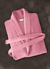 Premium Cotton Rose Pink Terry Bathrobe with Pockets Suitable for Men and Women, Soft & Warm Terry Home Bathrobe, Sleepwear Loungewear, One Size Fits All - Cotton Home