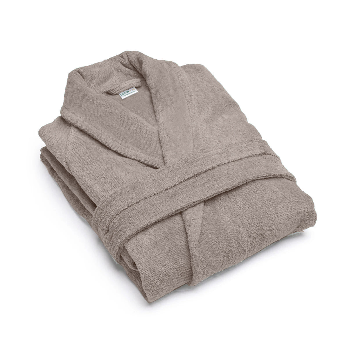 Premium Cotton Taupe Terry Bathrobe with Pockets Suitable for Men and Women, Soft & Warm Terry Home Bathrobe, Sleepwear Loungewear, One Size Fits All - Cotton Home