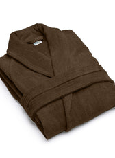 Premium Cotton Brown Terry Bathrobe with Pockets Suitable for Men and Women, Soft & Warm Terry Home Bathrobe, Sleepwear Loungewear, One Size Fits All - Cotton Home