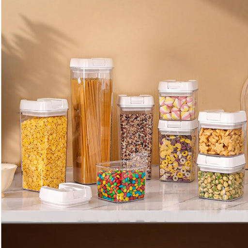 Glass Storage Jar Set of 7 Stackable Airtight Kitchen - Cotton Home