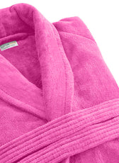 Premium Cotton Hot Pink Terry Bathrobe with Pockets Suitable for Men and Women, Soft & Warm Terry Home Bathrobe, Sleepwear Loungewear, One Size Fits All - Cotton Home