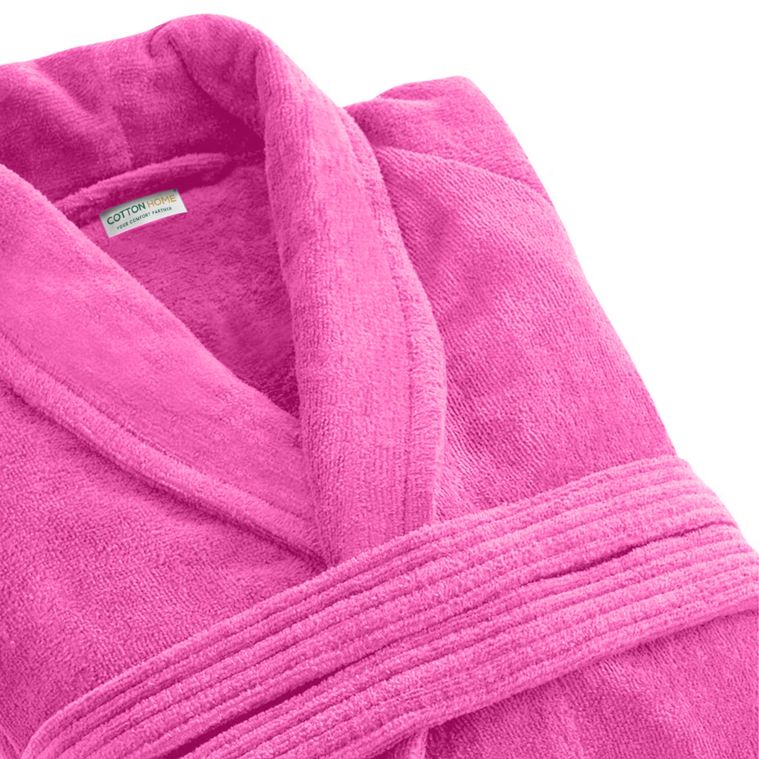 Premium Cotton Hot Pink Terry Bathrobe with Pockets Suitable for Men and Women, Soft & Warm Terry Home Bathrobe, Sleepwear Loungewear, One Size Fits All - Cotton Home