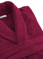 Premium Cotton Burgundy Terry Bathrobe with Pockets Suitable for Men and Women, Soft & Warm Terry Home Bathrobe, Sleepwear Loungewear, One Size Fits All - Cotton Home