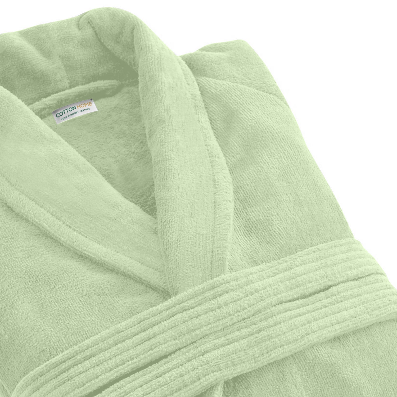 Premium Cotton Mint Green Terry Bathrobe with Pockets Suitable for Men and Women, Soft & Warm Terry Home Bathrobe, Sleepwear Loungewear, One Size Fits All - Cotton Home