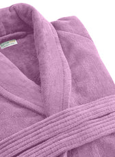 Premium Cotton Lavender Terry Bathrobe with Pockets Suitable for Men and Women, Soft & Warm Terry Home Bathrobe, Sleepwear Loungewear, One Size Fits All - Cotton Home