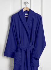 Premium Cotton Blue Terry Bathrobe with Pockets Suitable for Men and Women, Soft & Warm Terry Home Bathrobe, Sleepwear Loungewear, One Size Fits All - Cotton Home