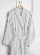 Premium Cotton White Terry Bathrobe with Pockets Suitable for Men and Women, Soft & Warm Terry Home Bathrobe, Sleepwear Loungewear, One Size Fits All - Cotton Home