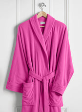 Premium Cotton Hot Pink Terry Bathrobe with Pockets Suitable for Men and Women, Soft & Warm Terry Home Bathrobe, Sleepwear Loungewear, One Size Fits All - Cotton Home