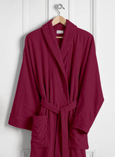 Premium Cotton Burgundy Terry Bathrobe with Pockets Suitable for Men and Women, Soft & Warm Terry Home Bathrobe, Sleepwear Loungewear, One Size Fits All - Cotton Home