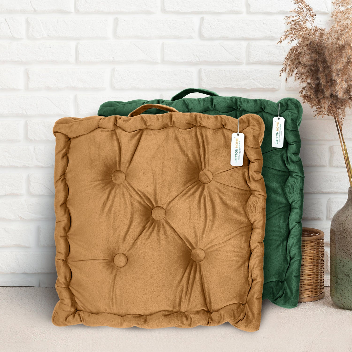 Serenity Velvet Multipurpose Seat Cushion 40x40cm  Pack of 2  Square Shape Seating - Cotton Home