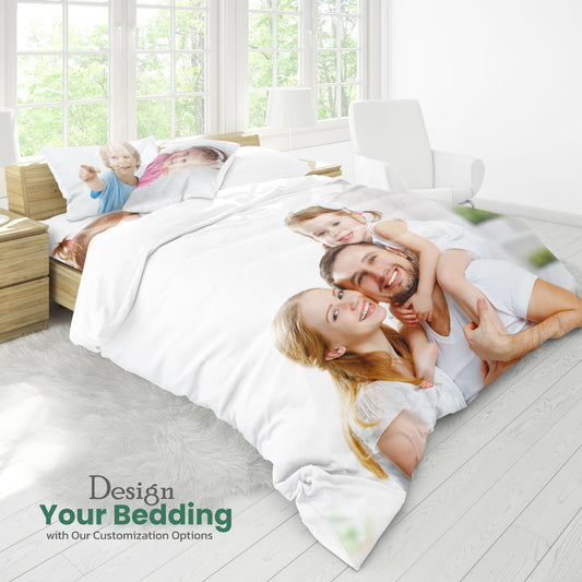 Poly Cotton  4-piece King 240x260 Personalized Custom bedding Comforter set with customized photo printed - Cotton Home