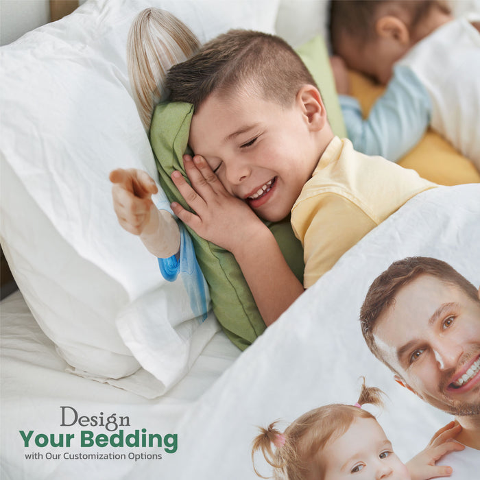 Poly Cotton  4-piece King 240x260 Personalized Custom bedding Comforter set with customized photo printed - Cotton Home