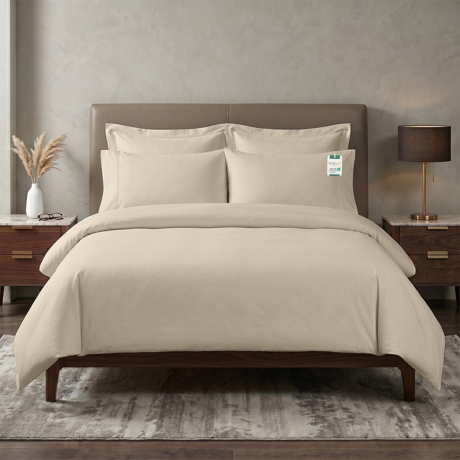 Egyptian Cotton 6 Piece Duvet Cover Set 220x240cm Beige