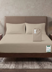 Premium Cotton Fitted Bedsheet 500TC High Quality 200x200cm Beige Birge