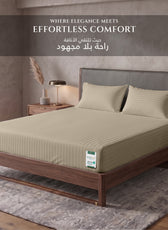 Premium Cotton Fitted Bedsheet 500TC Stripe High Quality 200x200cm Beige Birge