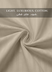 Premium Cotton Fitted Bedsheet 500TC Stripe High Quality 200x200cm Beige Birge