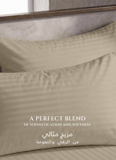 Premium Cotton Fitted Bedsheet 500TC Stripe High Quality 200x200cm Beige Birge