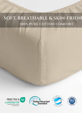 Premium Cotton Fitted Bedsheet 500TC High Quality 200x200cm Beige Birge